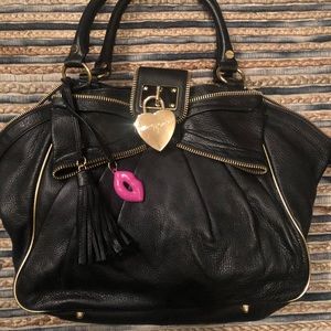 Betsy Johnson black leather bag